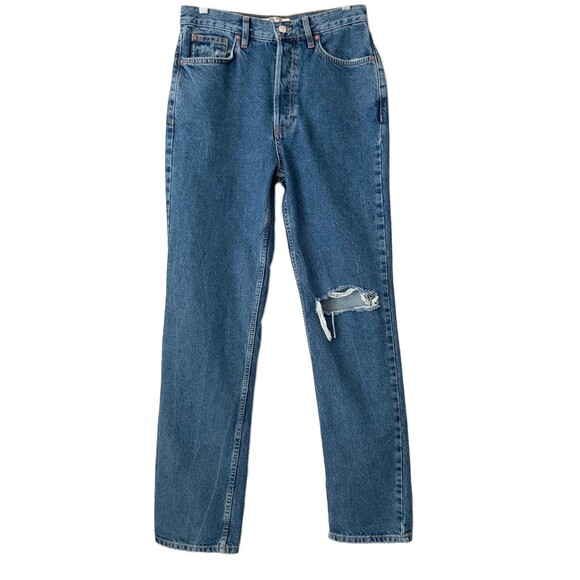 We The Free Jeans Women Size 27 Busted Knee Straight Leg - Picture 1 of 12